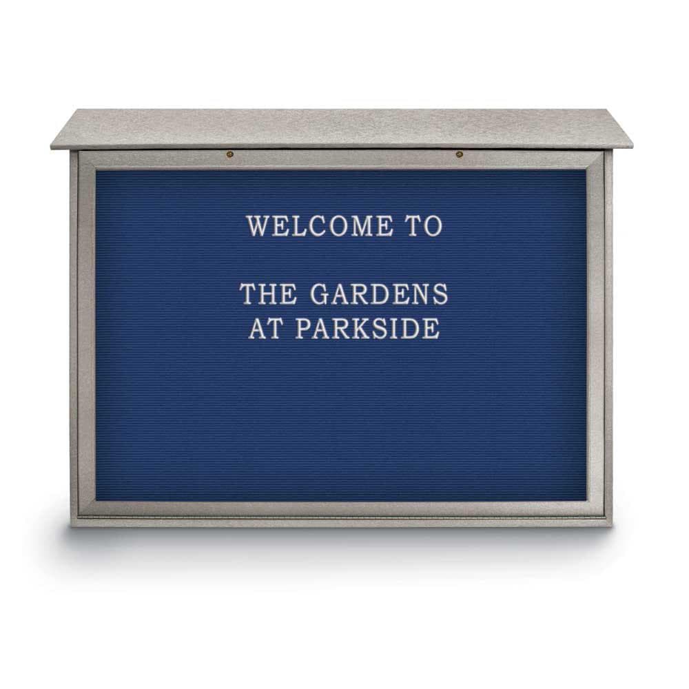 Enclosed Letter Board: 52" Wide, 40" High, Laminate, Blue