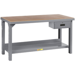 Heavy-Duty Use Workbench: 72" Wide, 36" Deep, 27 to 41" High, Powder Coated, Hardboard/Steel Top, Gray