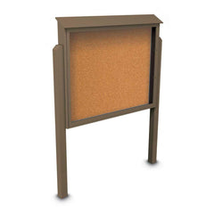 Enclosed Cork Bulletin Board: 60" Wide, 48" High, Cork, Natural Tan