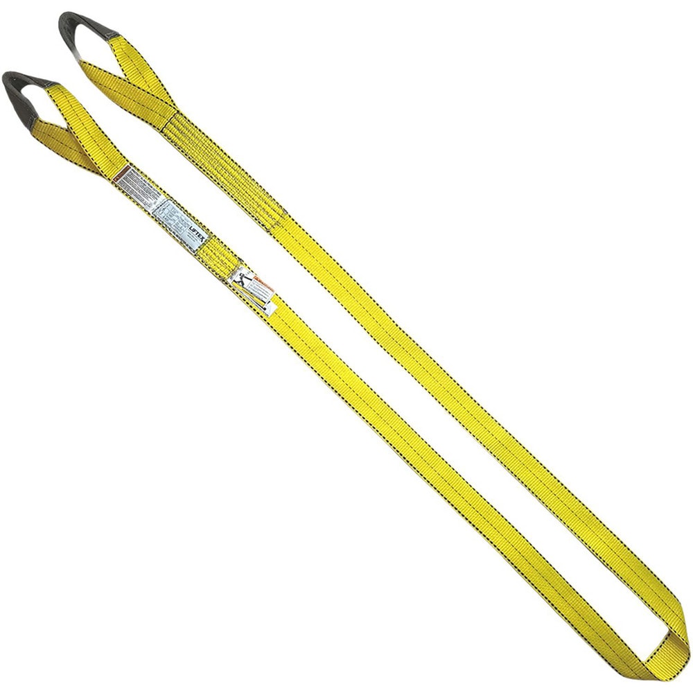 Twisted Eye & Eye, Type 4 Web Sling: 4' Long, 2" Wide, 3200 lb Vertical Capacity, Polyester