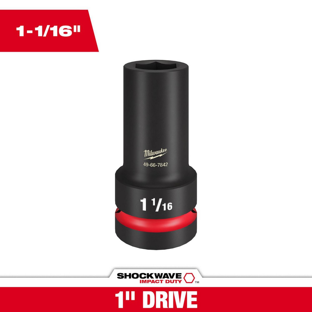 Impact Socket: 1" Drive, 1-1/16" Socket, Hex Drive