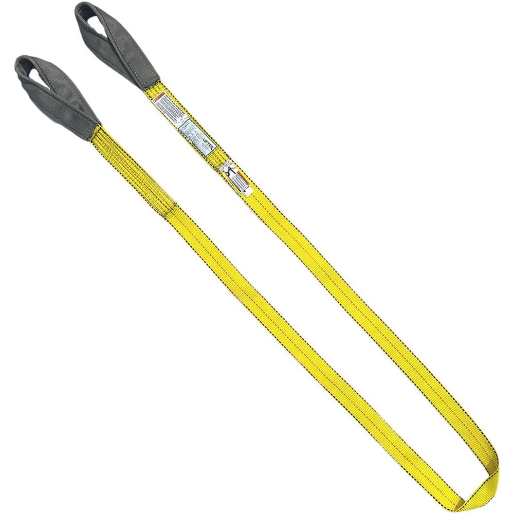 Twisted Eye & Eye, Type 4 Web Sling: 4' Long, 4" Wide, 6400 lb Vertical Capacity, Nylon