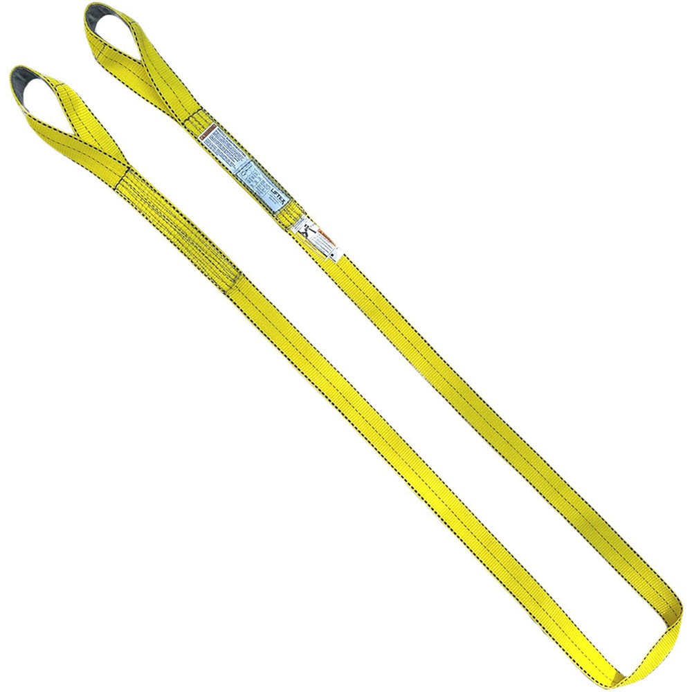 Twisted Eye & Eye, Type 4 Web Sling: 6' Long, 3" Wide, 4800 lb Vertical Capacity, Nylon