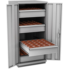 CNC Storage Cabinets; Cabinet Type: Modular; Taper Size: 50; Number Of Doors: 2.000; Number Of Drawers: 4.000; Color: Light Gray; Material: Steel