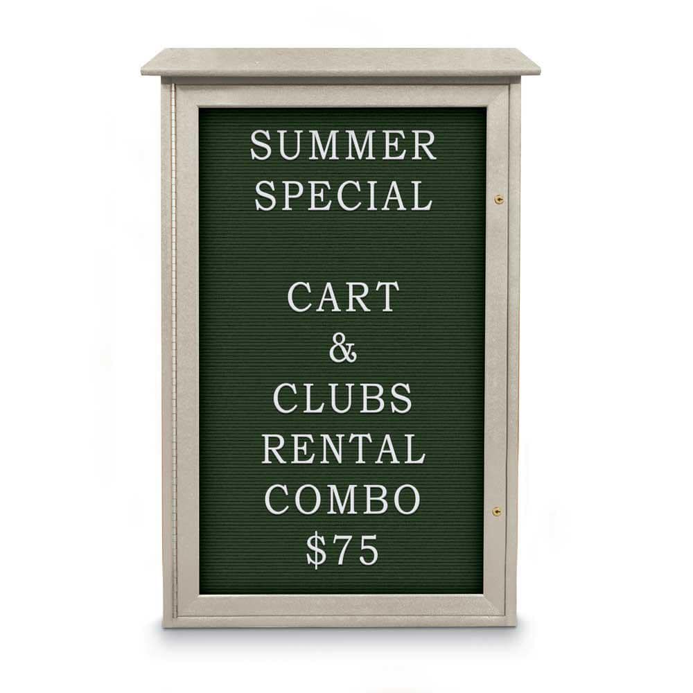 Enclosed Letter Board: 42" Wide, 26" High, Fabric, Woodland Green