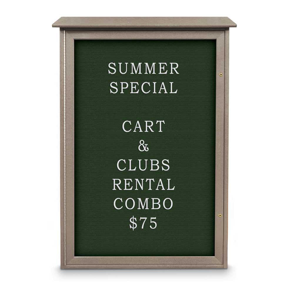 Enclosed Letter Board: 48" Wide, 32" High, Fabric, Woodland Green