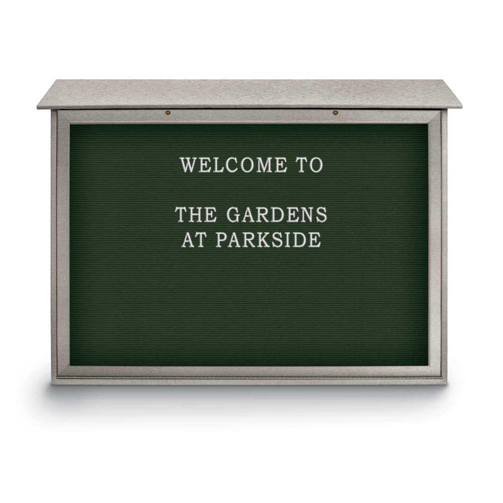 Enclosed Letter Board: 52" Wide, 40" High, Fabric, Woodland Green