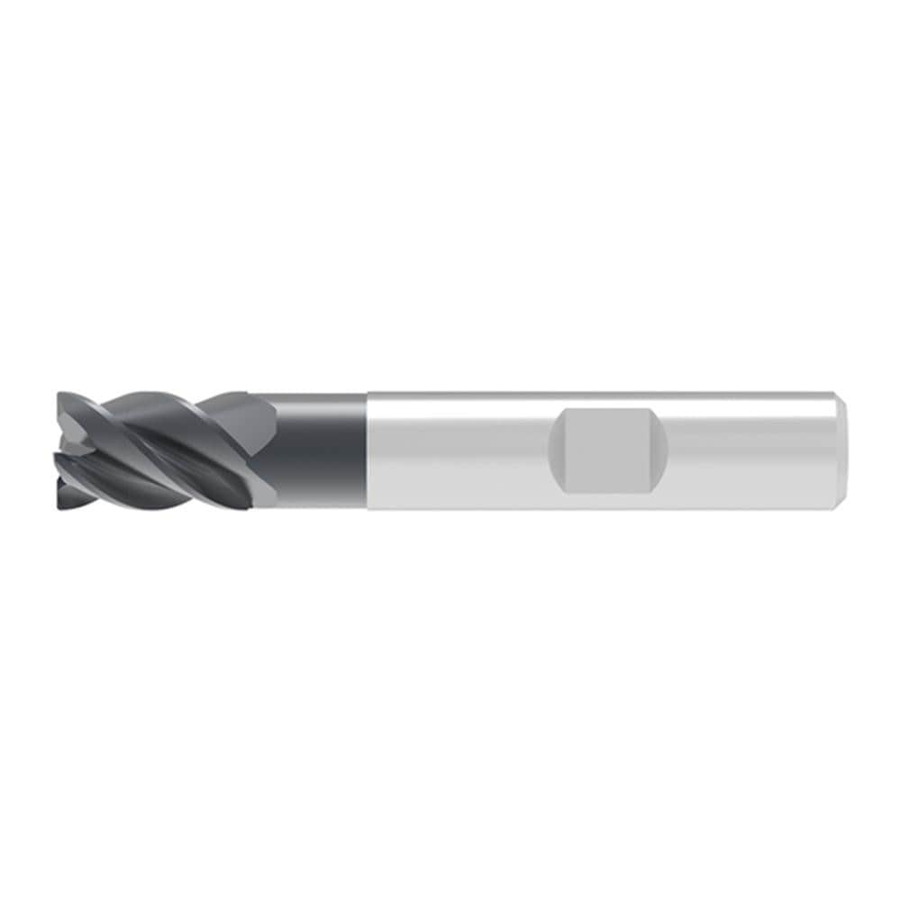 Corner Radius End Mill: 13.70 mm Dia, 18.00 mm LOC, 0.32 mm Radius, 4 Flute, Solid Carbide