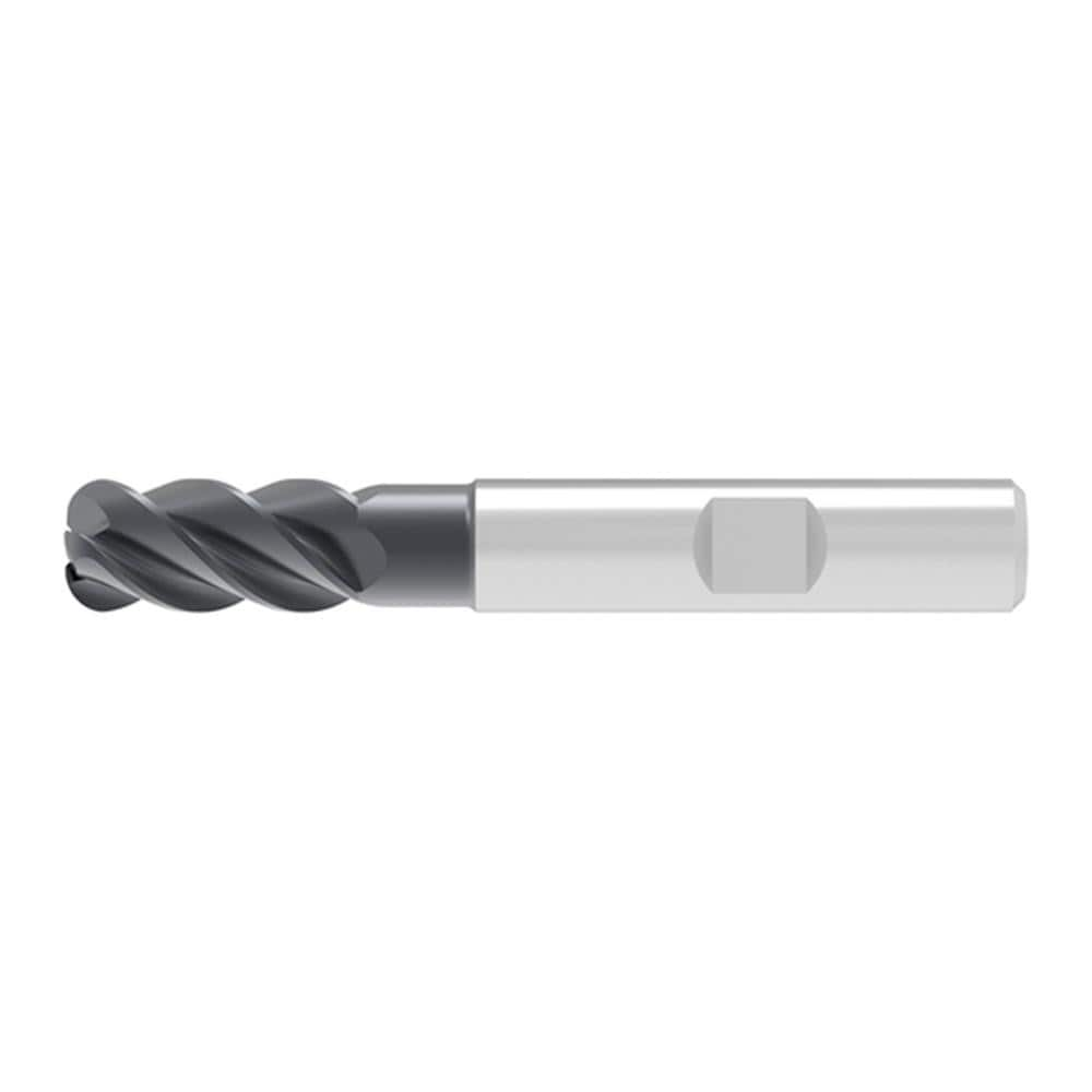 Corner Radius End Mill: 20.00 mm Dia, 38.00 mm LOC, 2.00 mm Radius, 4 Flute, Solid Carbide