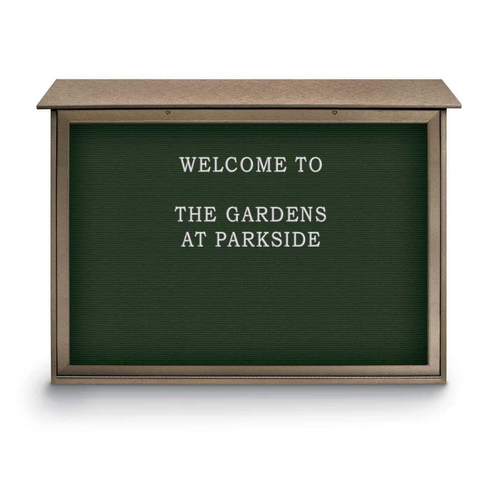 Enclosed Letter Board: 52" Wide, 40" High, Fabric, Woodland Green