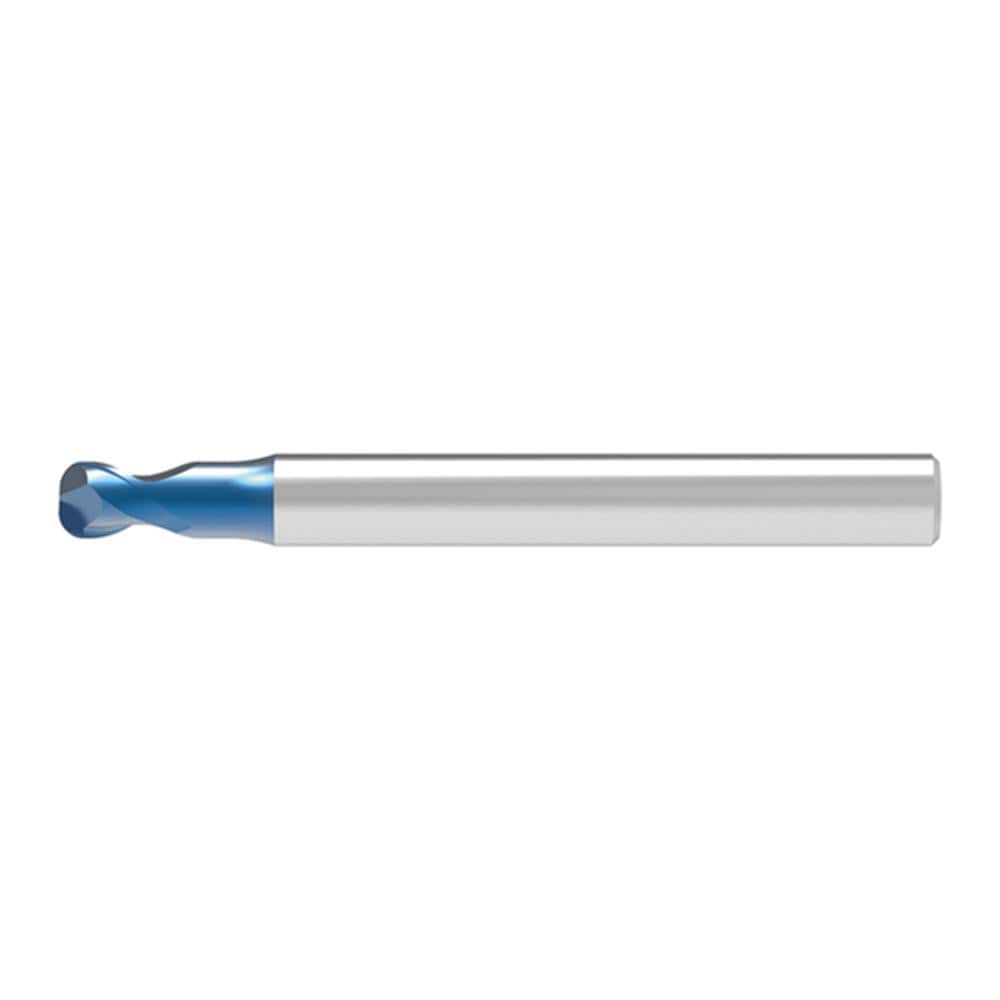 Corner Radius End Mill: 1.50 mm Dia, 2.50 mm LOC, 0.30 mm Radius, 2 Flute, Solid Carbide