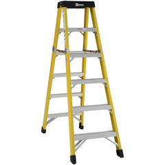 5 Step Fiberglass Foldable Step Ladder: Type IAA 375 lb Capacity 6' Height