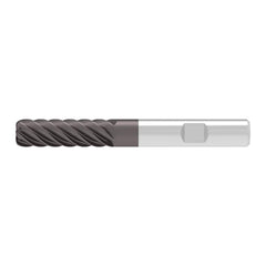 Corner Radius End Mill: 16.00 mm Dia, 48.00 mm LOC, 1.00 mm Radius, 6 Flute, Solid Carbide