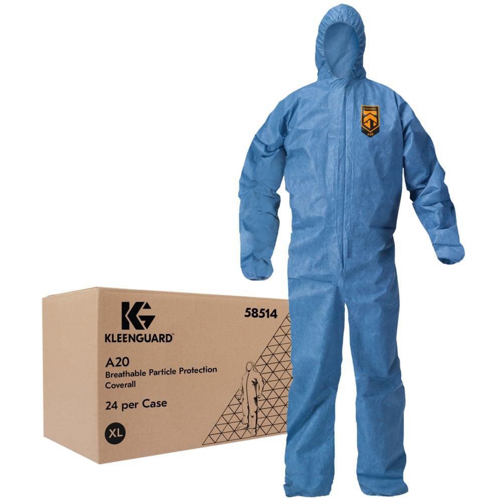 Disposable Coveralls: Particle Protection Protection, Size X-Large, SMMMS, Zipper Closure