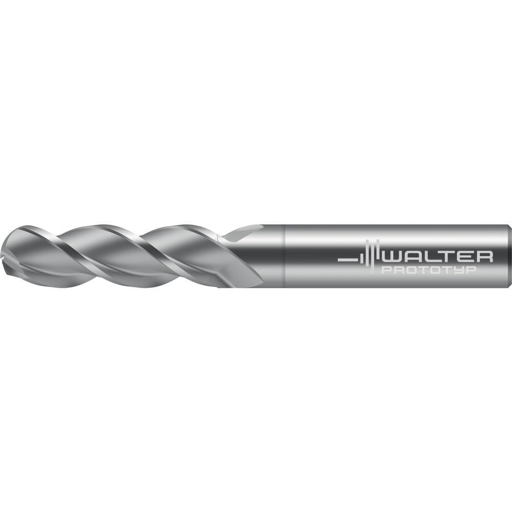 Ball End Mill: 1/4" Dia, 1/2" LOC, 3 Flute, Solid Carbide