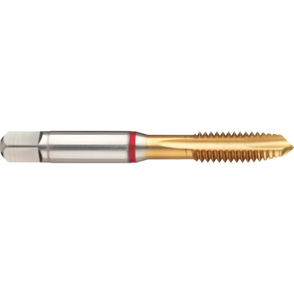 Spiral Point Tap: 3/4-10 UNC, 4 Flutes, Plug Chamfer, 2B Class of Fit, HSS, TiN Coated