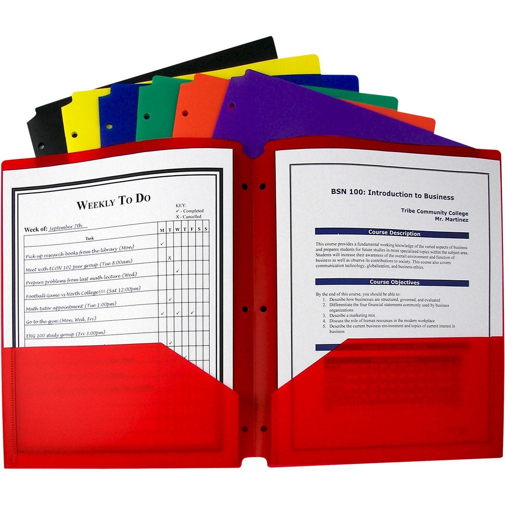 Portfolios, Report Covers & Pocket Binders; Color: Assorted; Overall Width: 9; Overall Length: 11.00; Material: Polypropylene