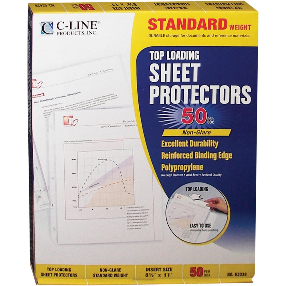 Document Protectors; Document Type: Sheet Protector; Material: Polypropylene; Color: Clear; For Document Width: 8.5 in; For Document Length: 11 in