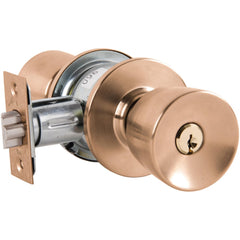 Knob Locksets; Type: Entrance; Key Type: Keyed Different; Material: Metal; Finish/Coating: Satin Bronze; Compatible Door Thickness: 1-3/8" to 1-3/4"; Backset: 2.75; Lockset Grade: Grade 2