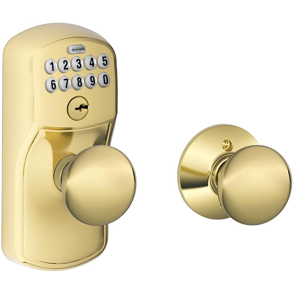 Knob Locksets; Type: Entrance; Key Type: Keyed Different; Material: Metal; Finish/Coating: Brass; Compatible Door Thickness: 1-3/8" to 1-3/4"; Backset: 2.375; Lockset Grade: Grade 2