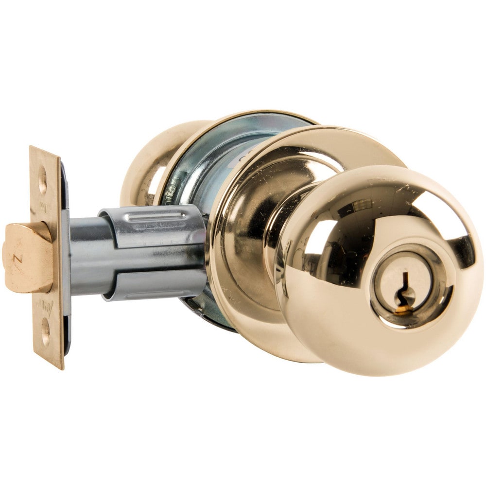 Knob Locksets; Type: Entrance; Key Type: Keyed Different; Material: Metal; Finish/Coating: Bright Brass; Compatible Door Thickness: 1-3/8" to 1-3/4"; Backset: 2.75; Lockset Grade: Grade 2