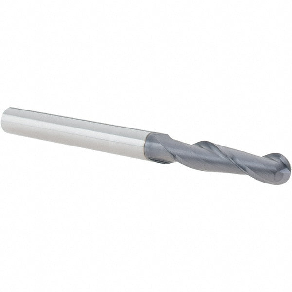 Ball End Mill: 1/4" Dia, 1" LOC, 2 Flute, Solid Carbide