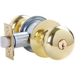 Knob Locksets; Type: Storeroom; Key Type: Keyed Different; Material: Metal; Finish/Coating: Bright Brass; Compatible Door Thickness: 1-3/8" to 1-3/4"; Backset: 2.75; Lockset Grade: Grade 2