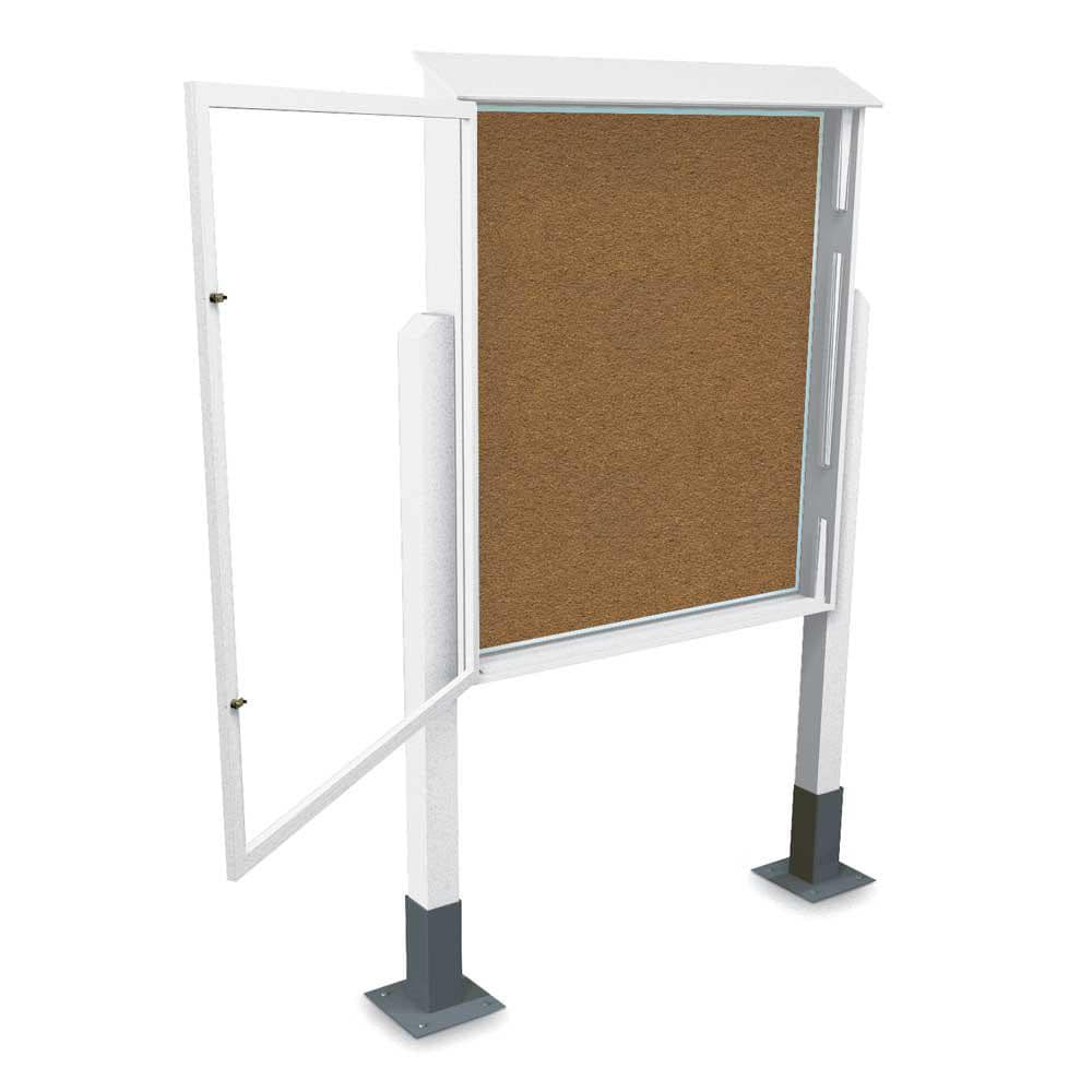 Enclosed Bulletin Board: 48" Wide, 60" High, Cork, Tan