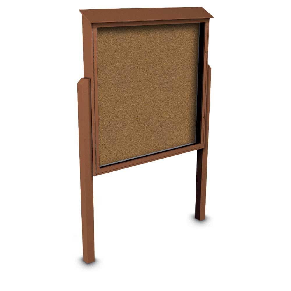 Enclosed Bulletin Board: 60" Wide, 60" High, Cork, Tan