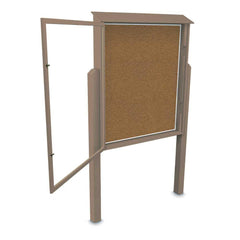 Enclosed Bulletin Board: 48" Wide, 60" High, Cork, Tan