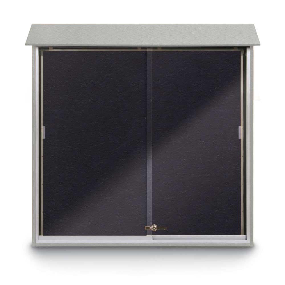 Enclosed Recycled Rubber Bulletin Board: 48" Wide, 48" High, Rubber, Black