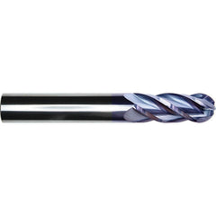 Ball End Mill: 3/4" Dia, 1-1/2" LOC, 4 Flute, Solid Carbide