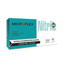 Disposable Gloves: Series MICROFLEX N89, Size Medium, 7.5 mil, Nitrile, Food Grade, Powder-Free, No