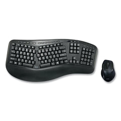 WKB1500GB Wireless Ergonomic Keyboard and Mouse, 2.4 GHz Frequency/30 ft Wireless Range, Black