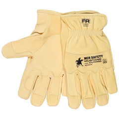 Lined Drivers Gloves Size Large, Leather, Yellow