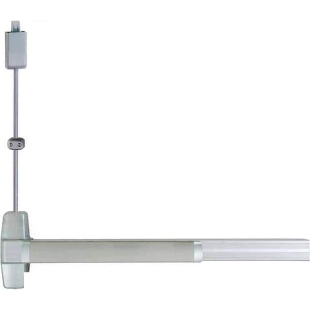 Vertical Bars; Type: Surface Vertical Rod Exit Device; Rating: Non Rated; Hand: Right Hand Reverse; Minimum Door Width: 33; Maximum Door Width: 48.000; Grade: 1; Special Item Information: Less Bottom Rod; Material: Stainless Steel