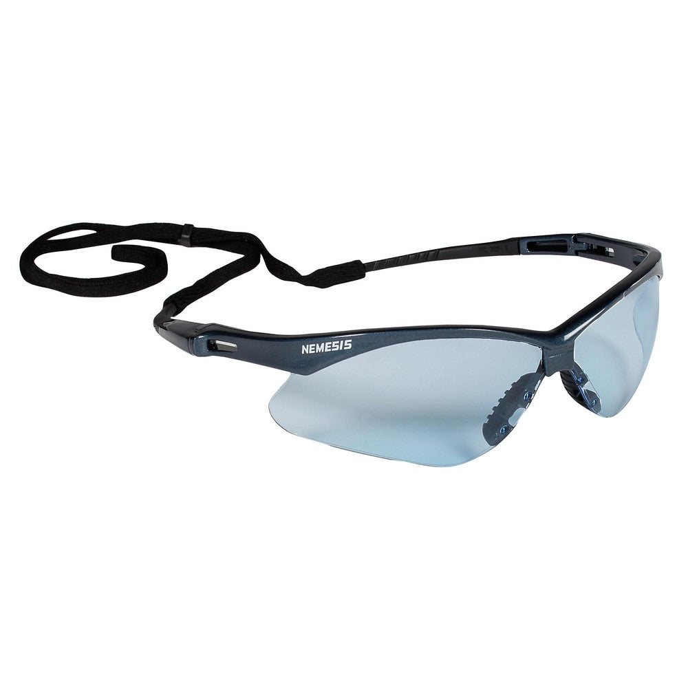 Safety Glasses: Anti-Fog & KleenVision, Polycarbonate, Light Blue Lenses, Semi-Frameless & Wrap Around