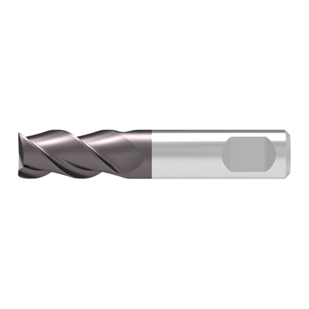 Corner Chamfer End Mill: 6.70 mm Dia, 10.00 mm LOC, 3 Flute, 0.10 mm Chamfer Width, Solid Carbide