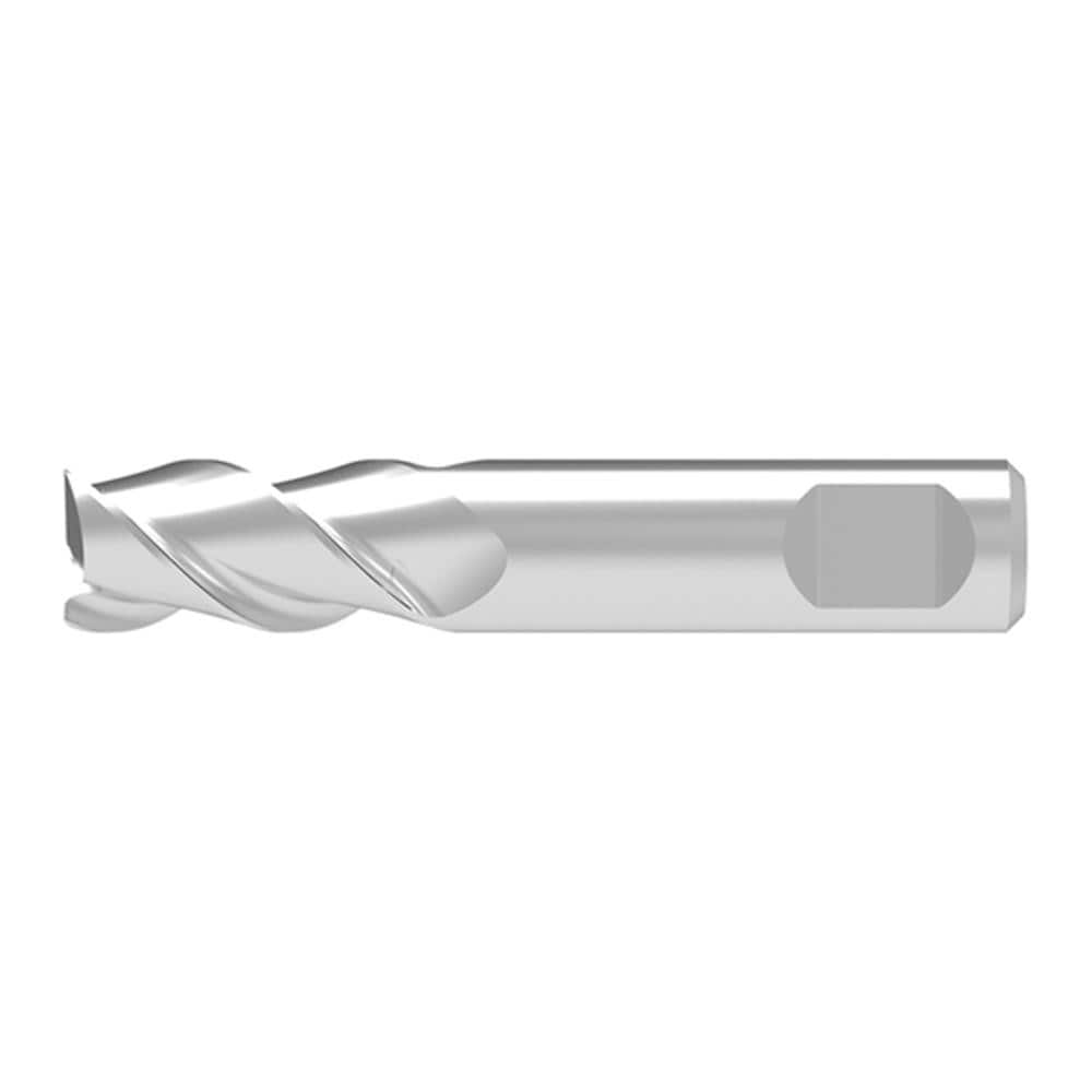 Corner Chamfer End Mill: 8.70 mm Dia, 14.00 mm LOC, 3 Flute, 0.10 mm Chamfer Width, Solid Carbide