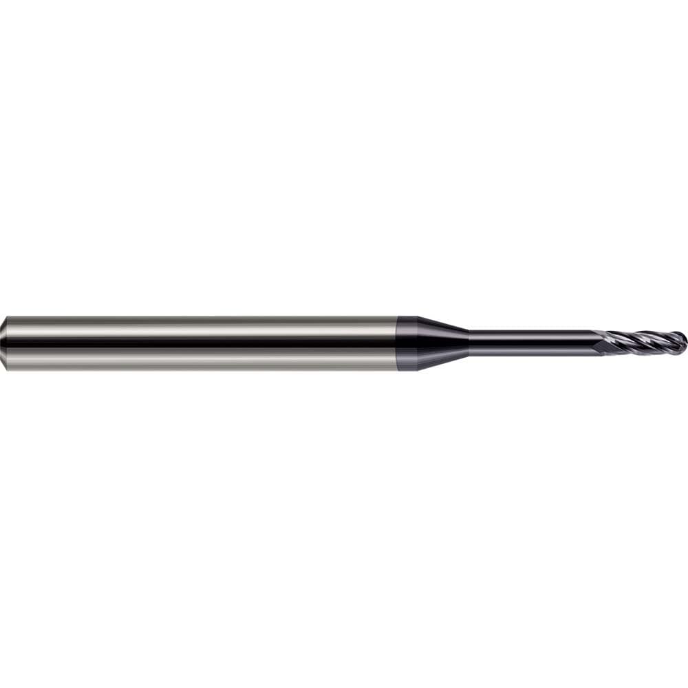 Ball End Mill: 1/32" Dia, 3/32" LOC, 4 Flute, Solid Carbide