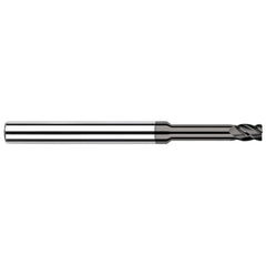 Corner Radius End Mill: 1/8" Dia, 3/16" LOC, 0.0150" Radius, 4 Flute, Solid Carbide