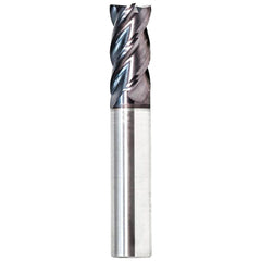 Corner Radius End Mill: 1/2" Dia, 2-1/4" LOC, 0.0150" Radius, 4 Flute, Solid Carbide