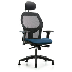 Mesh Office Task Chair: Vinyl, 23" Seat Height, Marine Blue