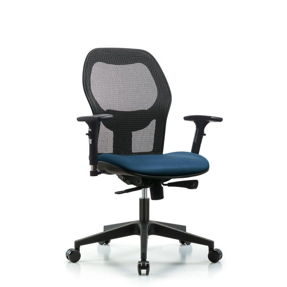 Mesh Office Task Chair: Vinyl, 23" Seat Height, Marine Blue