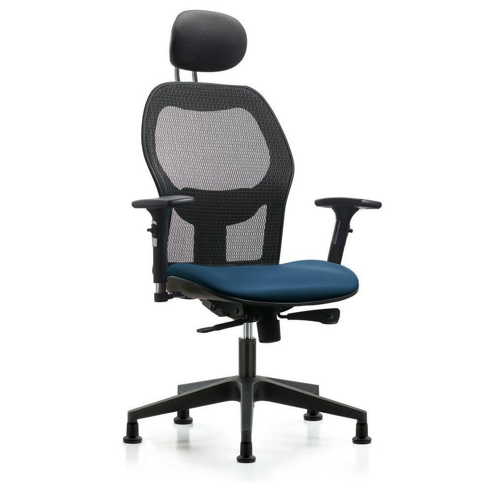 Mesh Office Task Chair: Vinyl, 23" Seat Height, Marine Blue