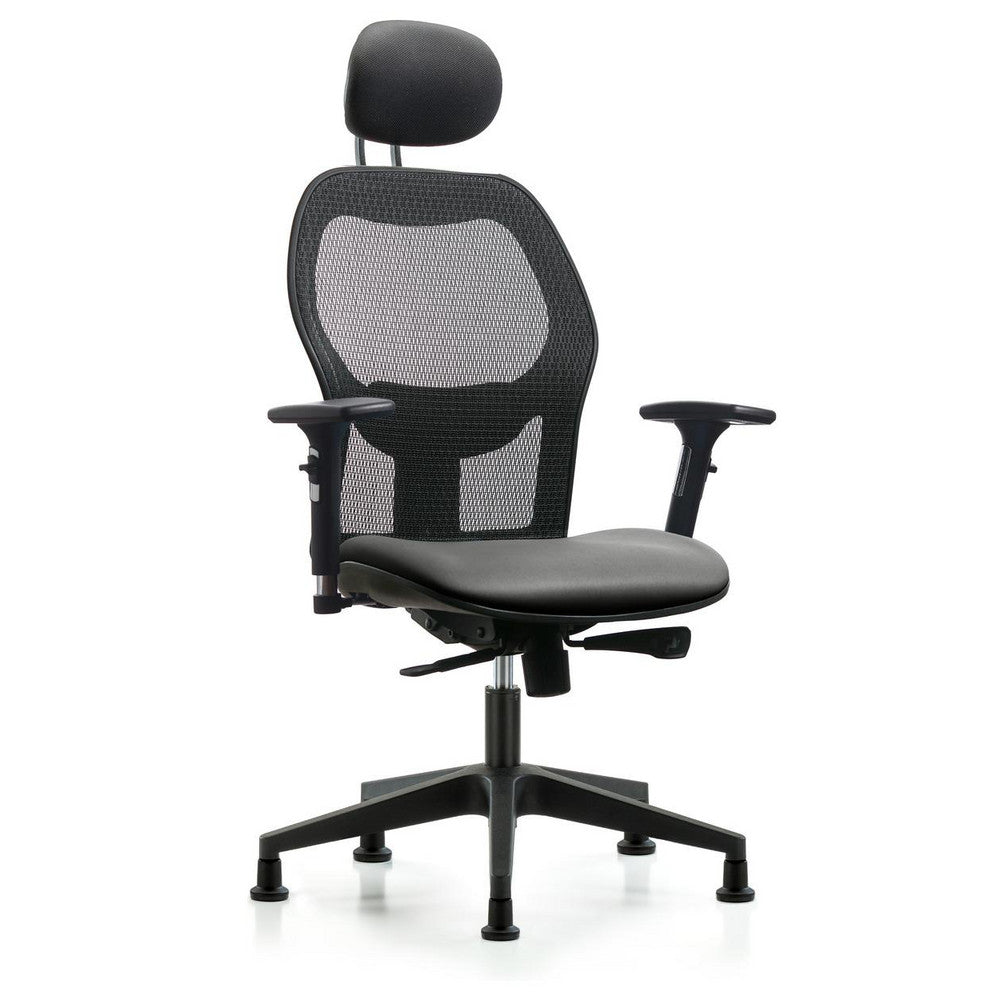 Mesh Office Task Chair: Vinyl, 23" Seat Height, Sterling