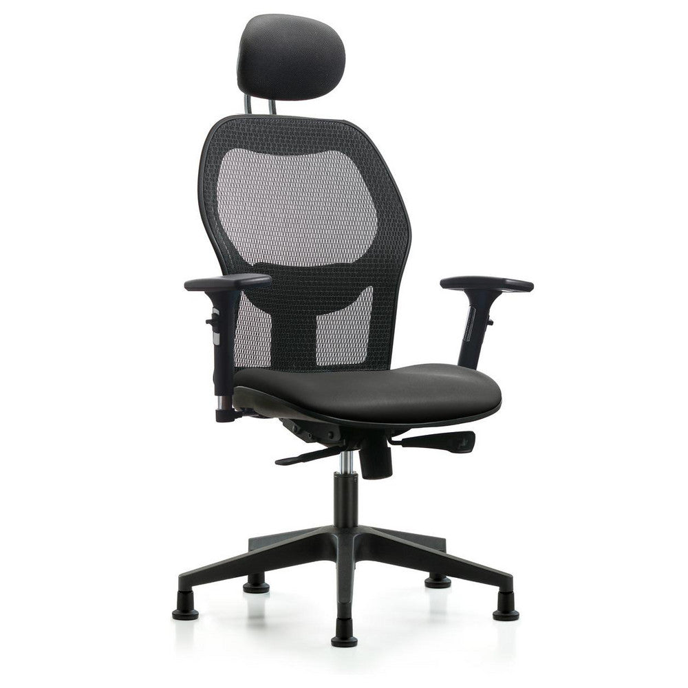 Mesh Office Task Chair: Vinyl, 23" Seat Height, Carbon