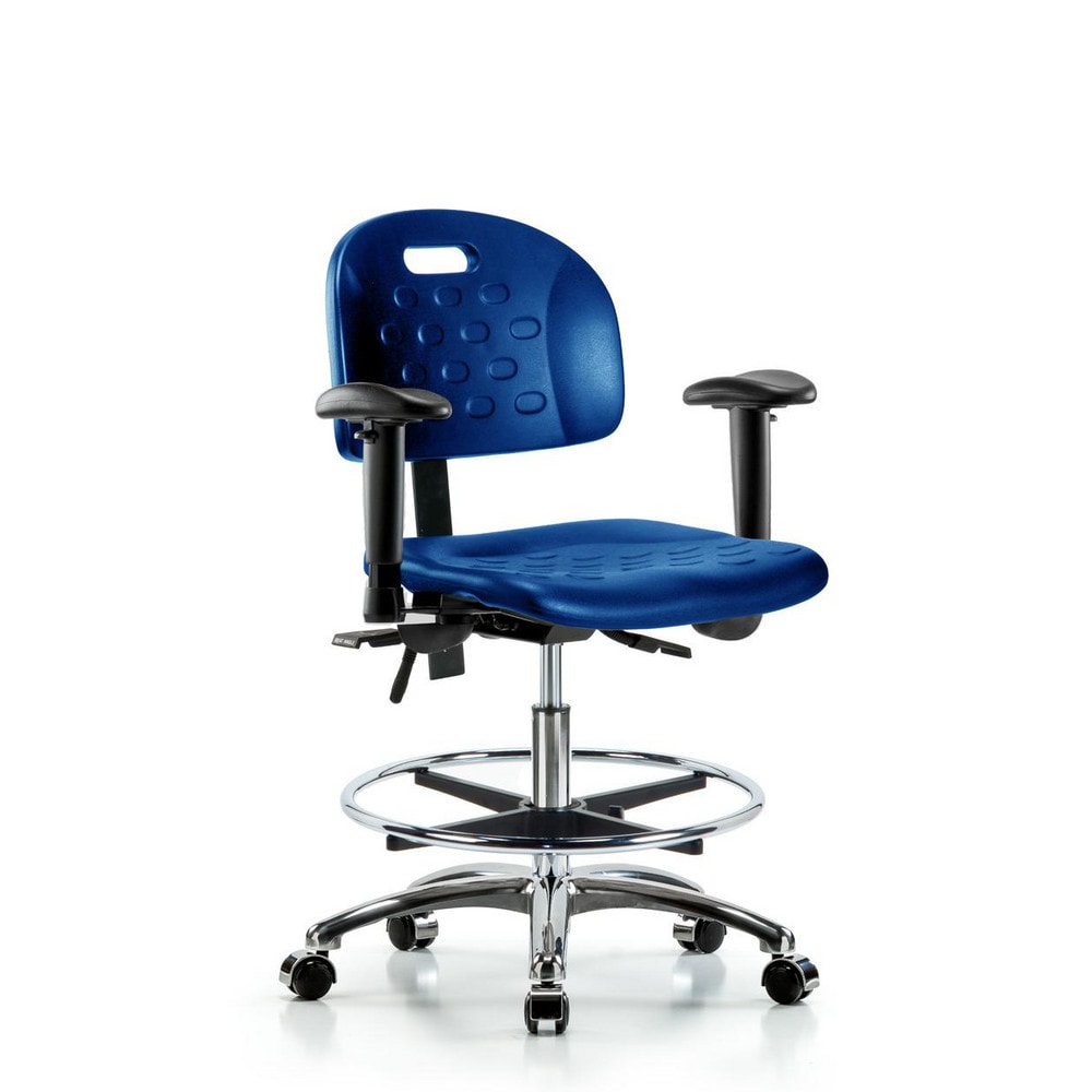 Polyurethane Task Chair: Polyurethane, 28" Seat Height, Blue