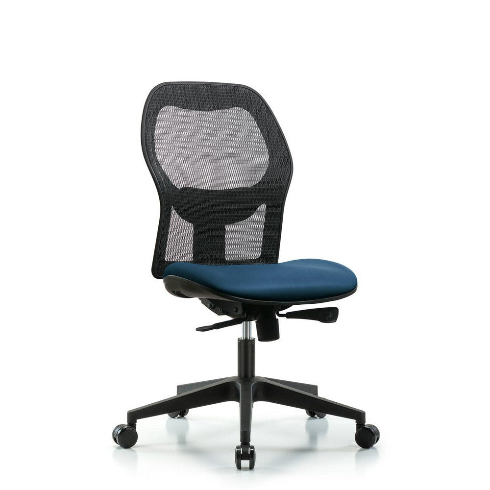 Mesh Office Task Chair: Vinyl, 23" Seat Height, Marine Blue