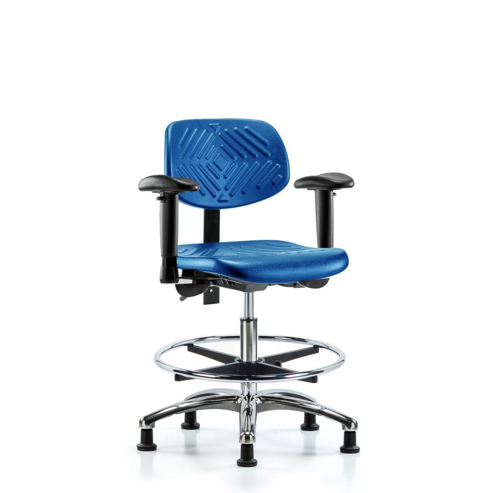 Polyurethane Task Chair: Polyurethane, 28" Seat Height, Blue